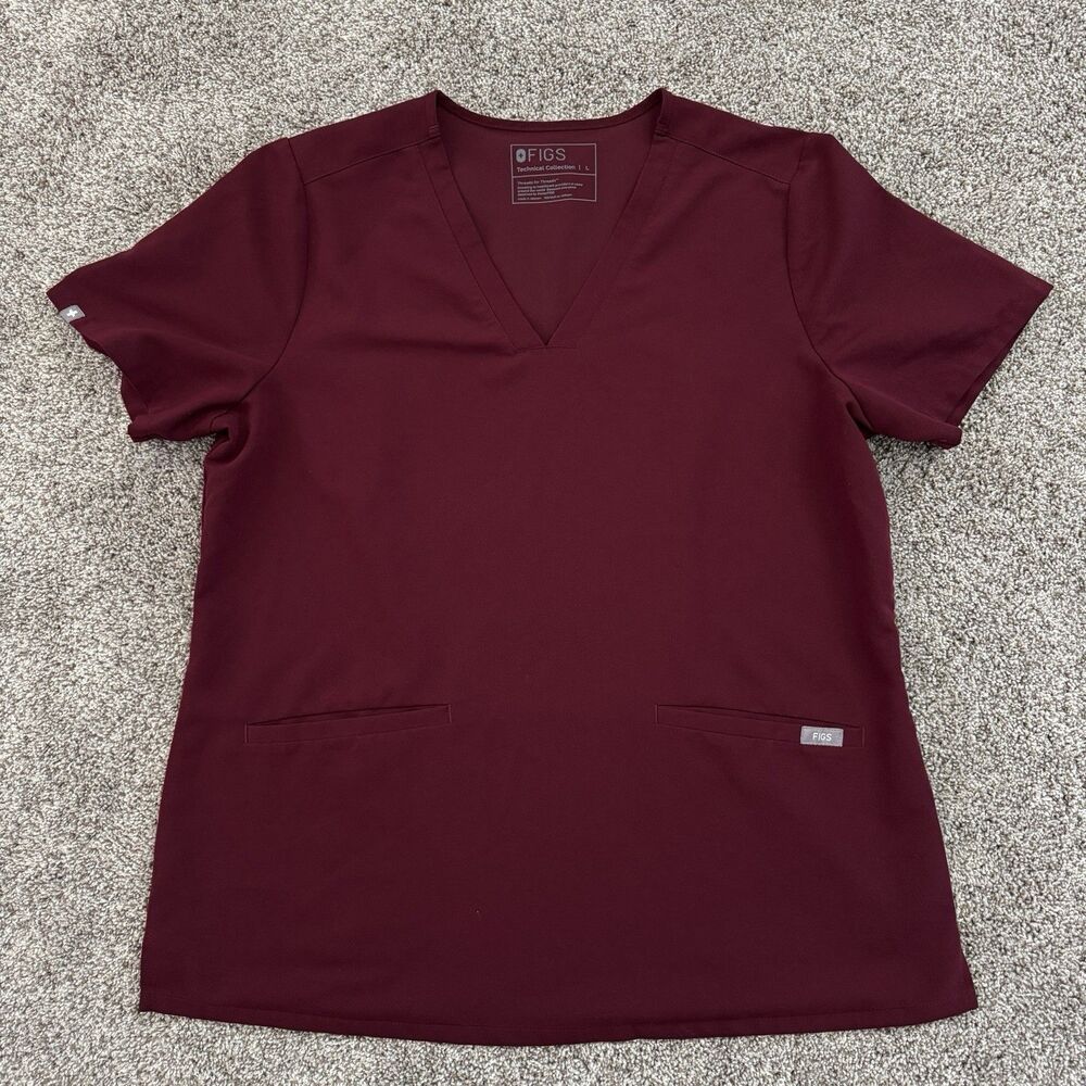 FIGS Casma Scrub Top FW1100 Burgundy PO 1699 Women’s Size Large NWOT
